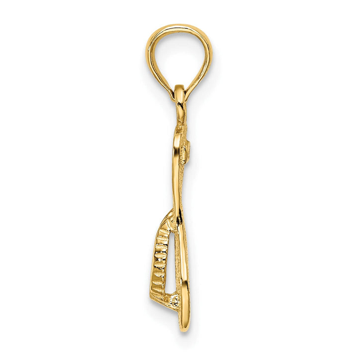 10K Yellow Gold Textured Straps Single Flip-Flop Charm