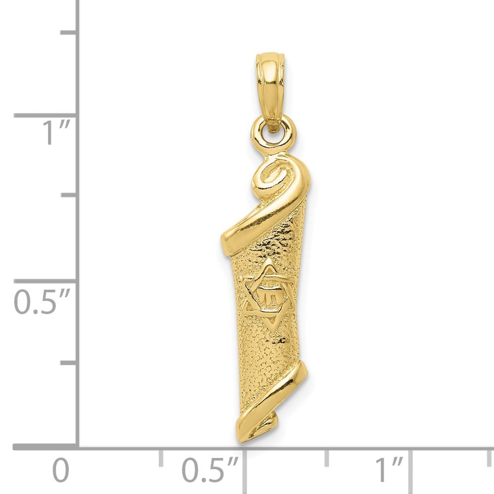 10K Yellow Gold Torah with Star of David Pendant