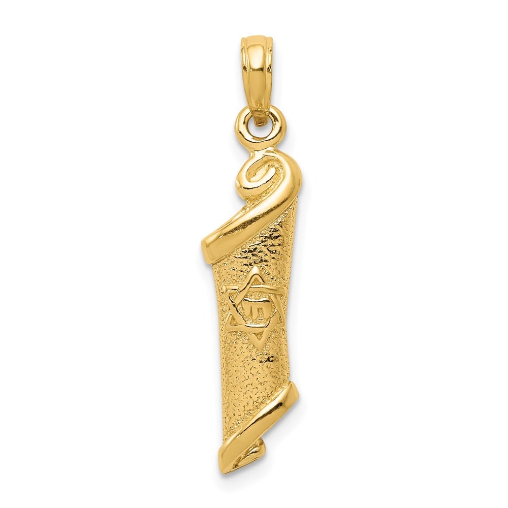 10K Yellow Gold Torah with Star of David Pendant