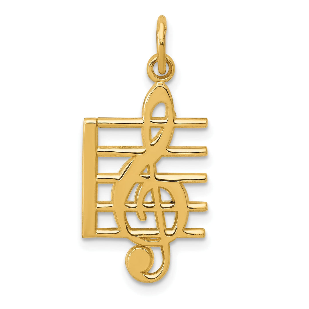 10K Yellow Gold Treble Clef and Staff Charm
