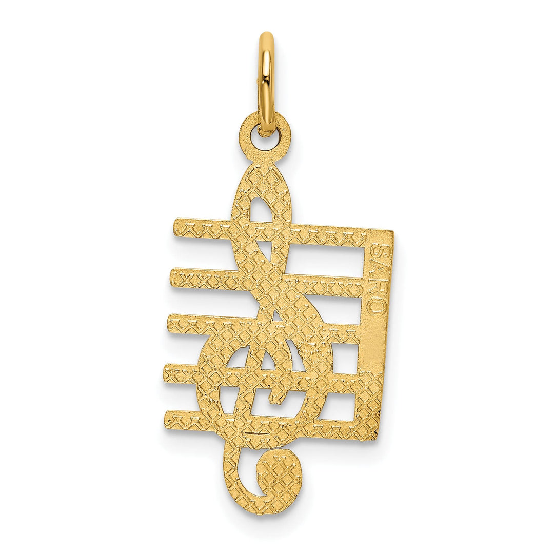 10K Yellow Gold Treble Clef and Staff Charm