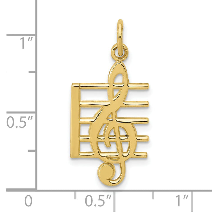 10K Yellow Gold Treble Clef and Staff Charm