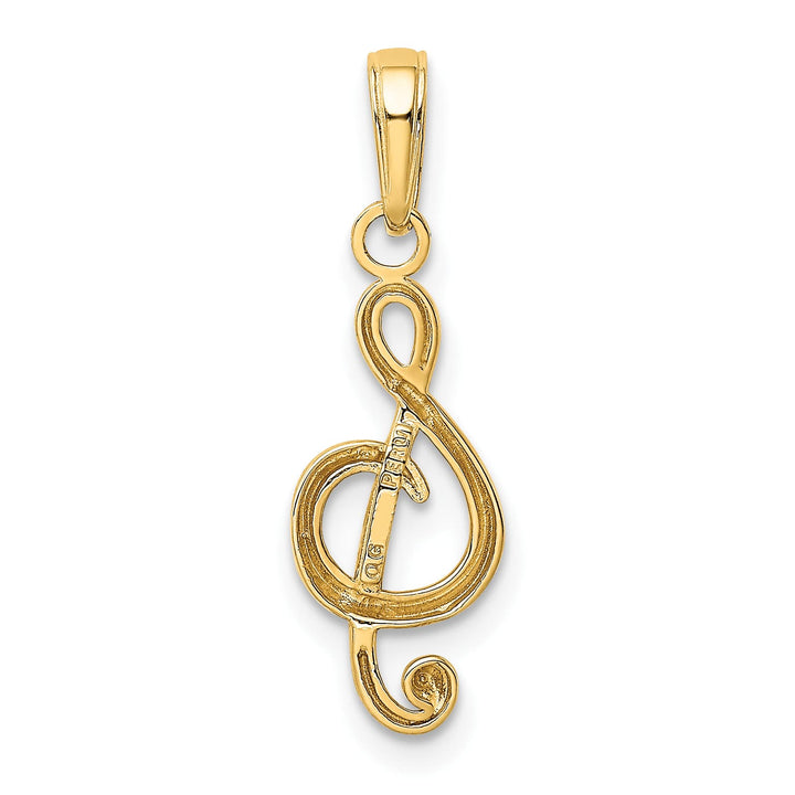 10K Yellow Gold Treble Clef Pendant, Large