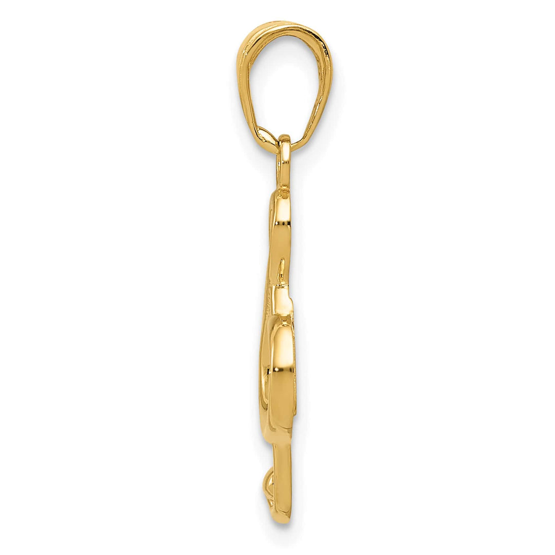 10K Yellow Gold Treble Clef Pendant, Large