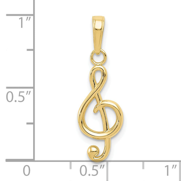 10K Yellow Gold Treble Clef Pendant, Large