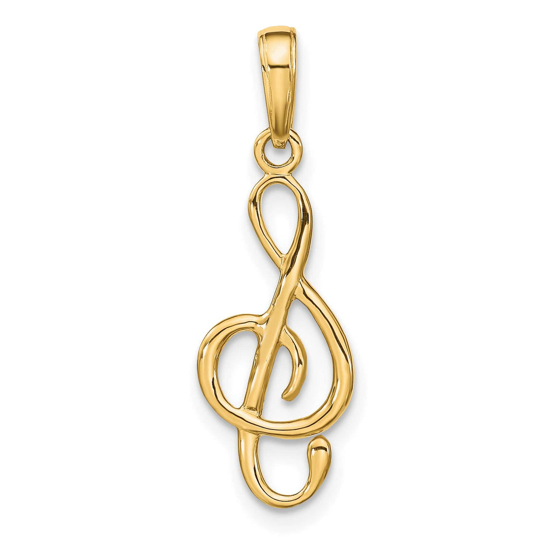 10K Yellow Gold Treble Clef Pendant, Small