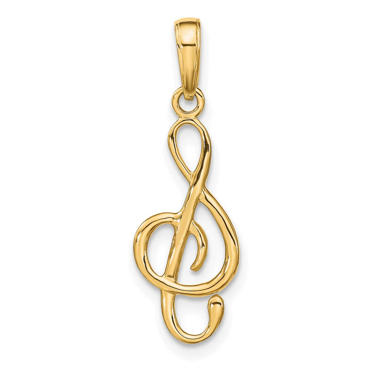 10K Yellow Gold Treble Clef Pendant, Small
