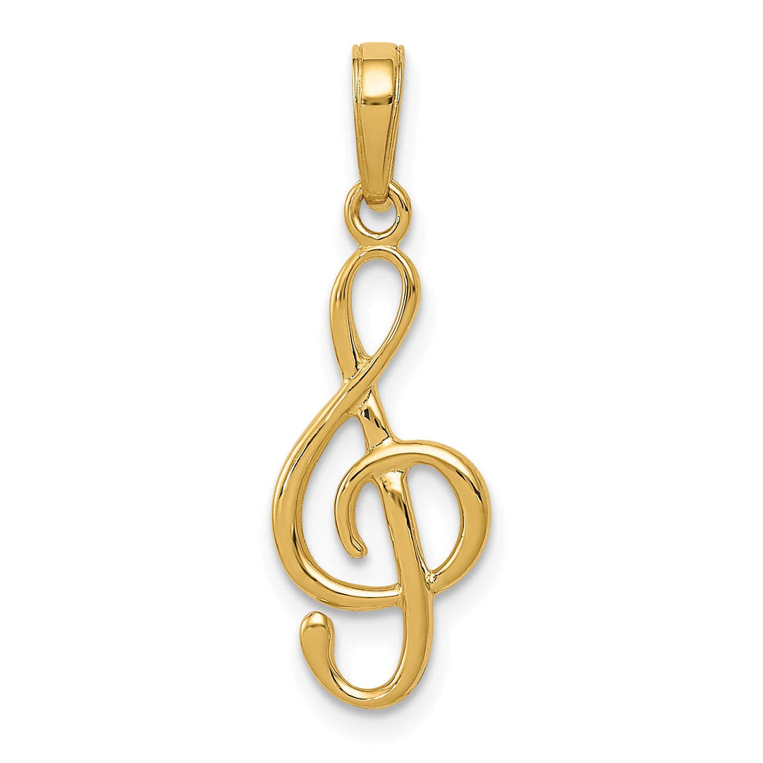 10K Yellow Gold Treble Clef Pendant, Small