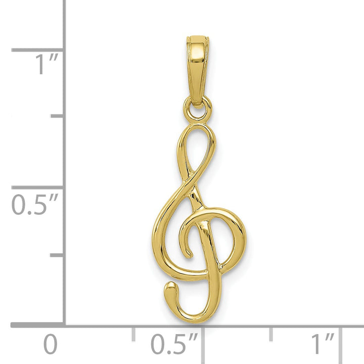 10K Yellow Gold Treble Clef Pendant, Small