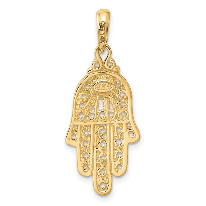 10K Yellow Gold Turquoise Filigree Chamseh Pendant