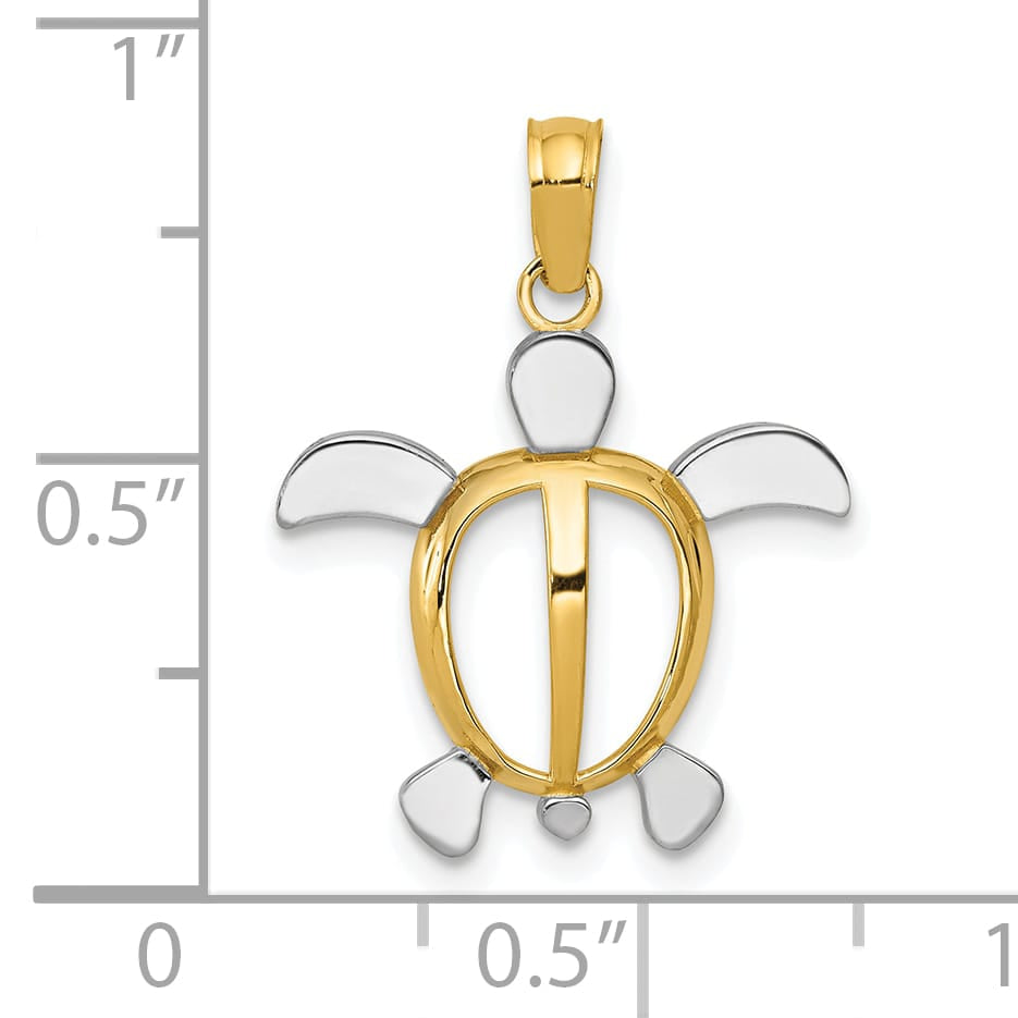 10K Yellow Gold Turtle Pendant, Large