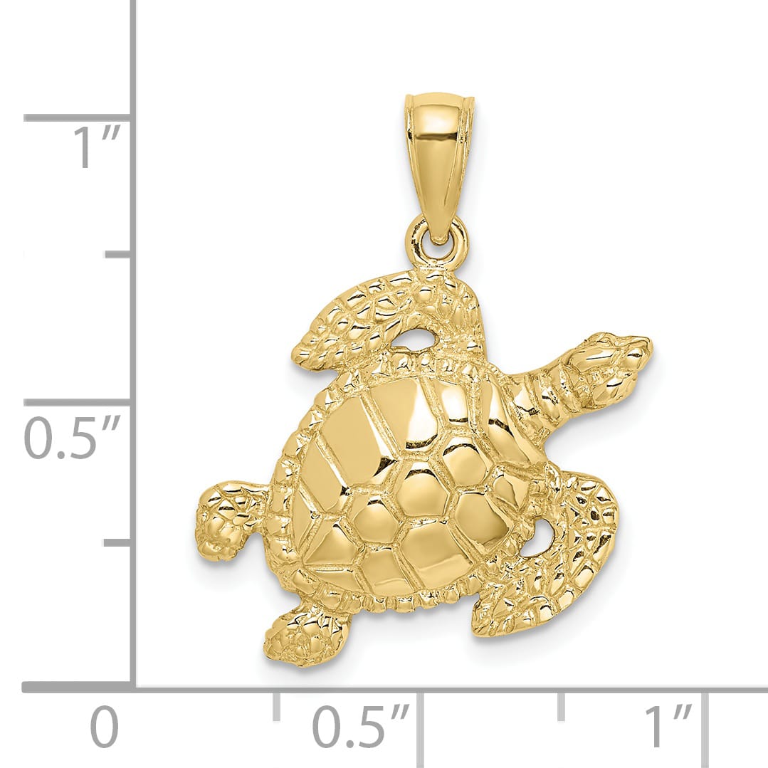 10K Yellow Gold Turtle Pendant, Medium