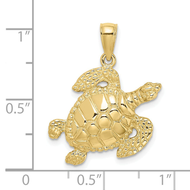 10K Yellow Gold Turtle Pendant, Medium