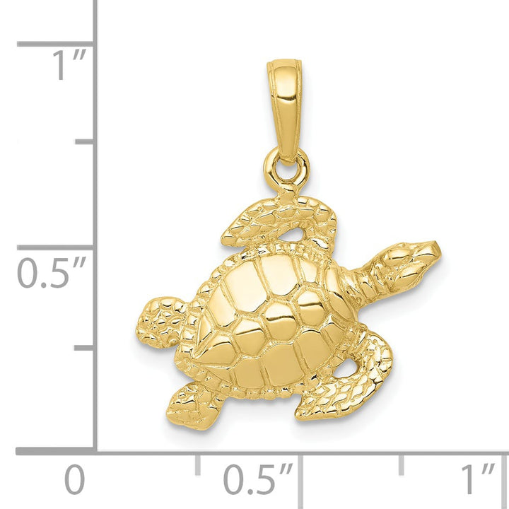 10K Yellow Gold Turtle Pendant, Small