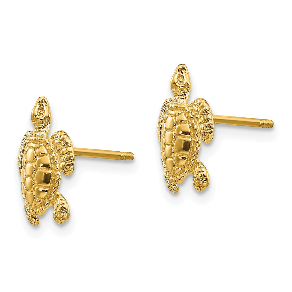 10k Yellow Gold Turtle Post Earrings, 11.23mm