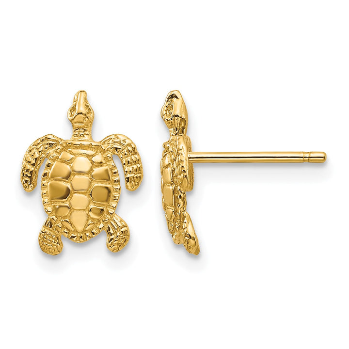 10k Yellow Gold Turtle Post Earrings, 11.23mm