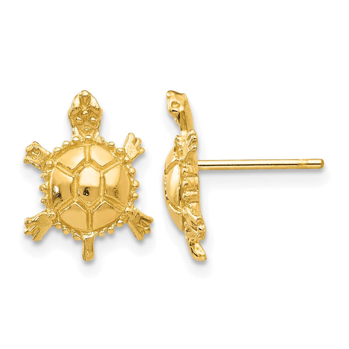 10k Yellow Gold Turtle Post Earrings, 12.67mm