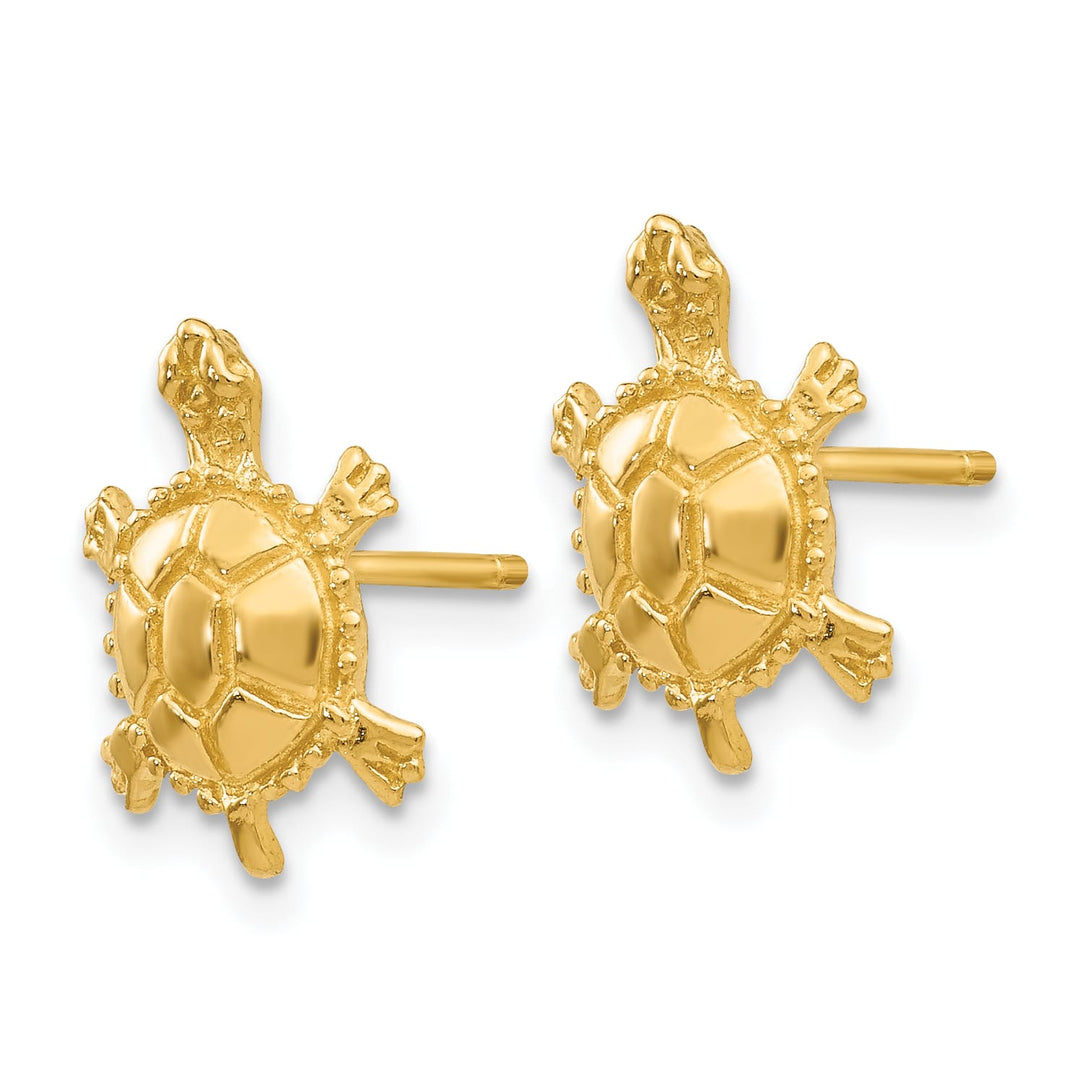 10k Yellow Gold Turtle Post Earrings, 12.67mm