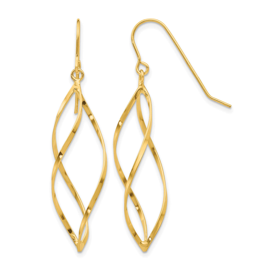 10k Yellow Gold Twisted Dangle Shepherd Hook Earrings, 46mm (10TL428)