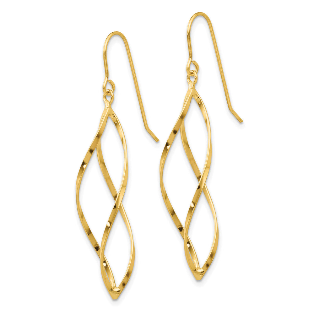 10k Yellow Gold Twisted Dangle Shepherd Hook Earrings, 46mm (10TL428)