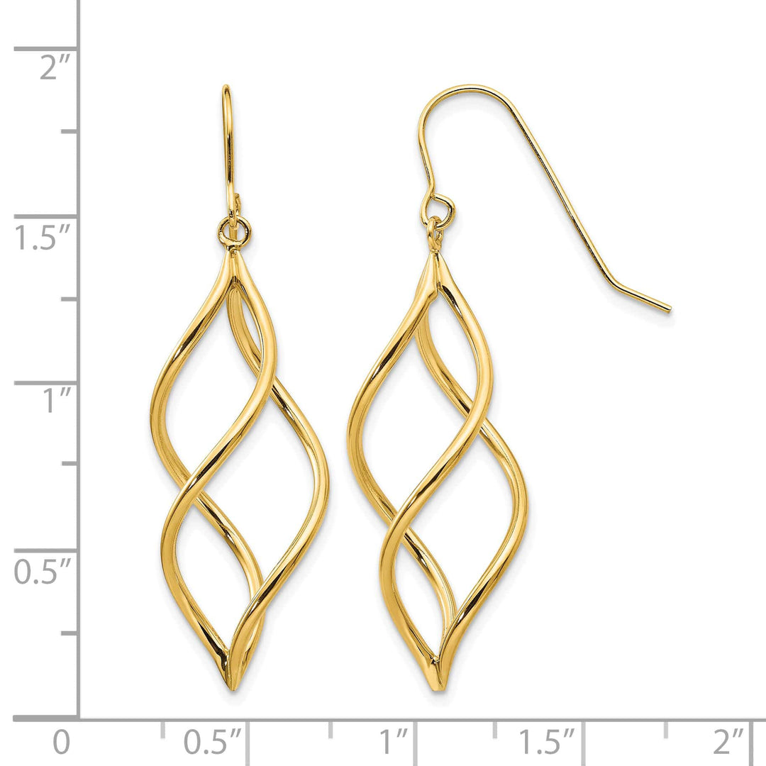 10k Yellow Gold Twisted Dangle Shepherd Hook Earrings, 46mm (10TL431)