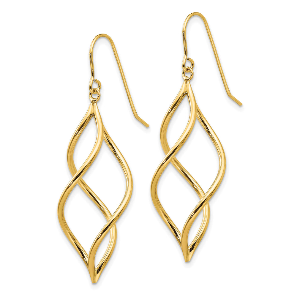 10k Yellow Gold Twisted Dangle Shepherd Hook Earrings, 46mm (10TL431)