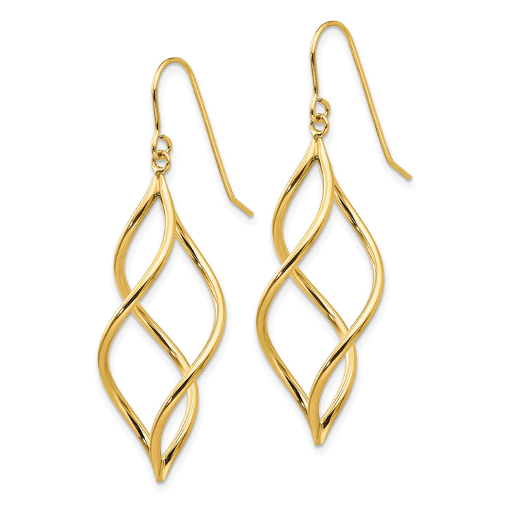 10k Yellow Gold Twisted Dangle Shepherd Hook Earrings, 46mm (10TL431)