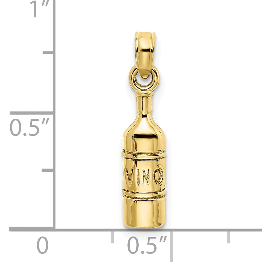 10K Yellow Gold Vino Wine Bottle Charm
