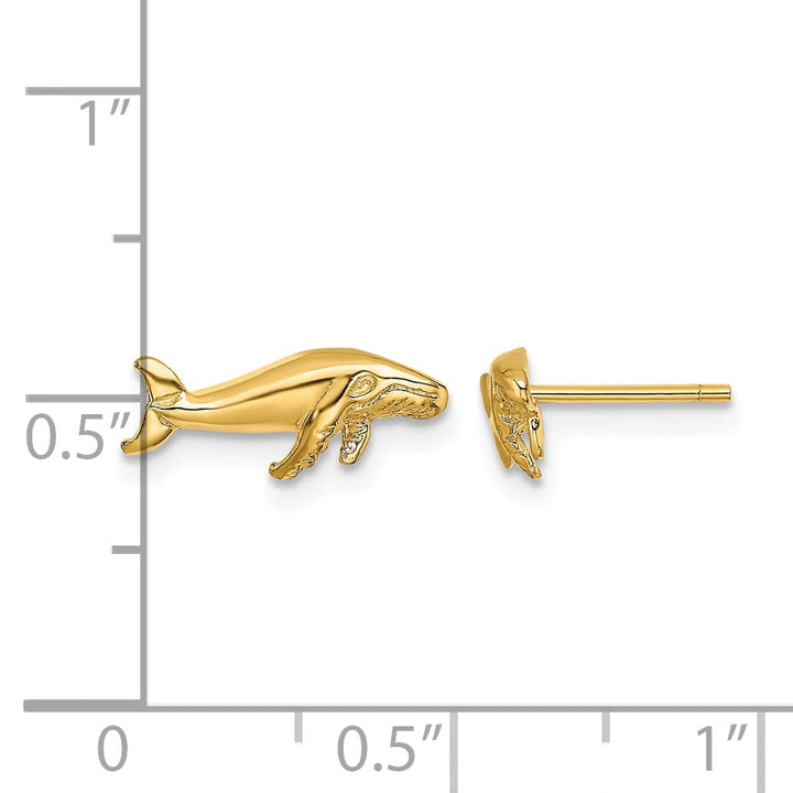 10k Yellow Gold Whale Post Earrings