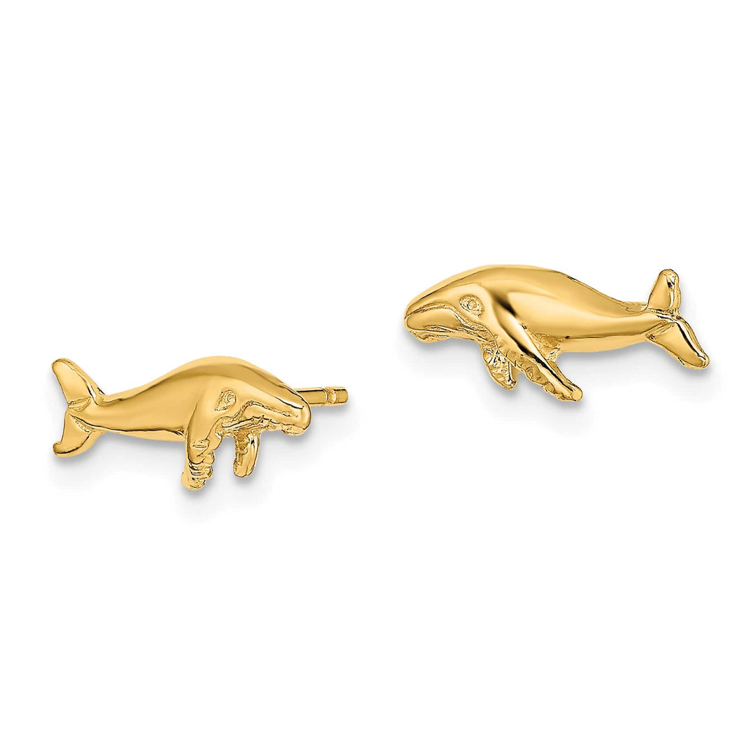 10k Yellow Gold Whale Post Earrings