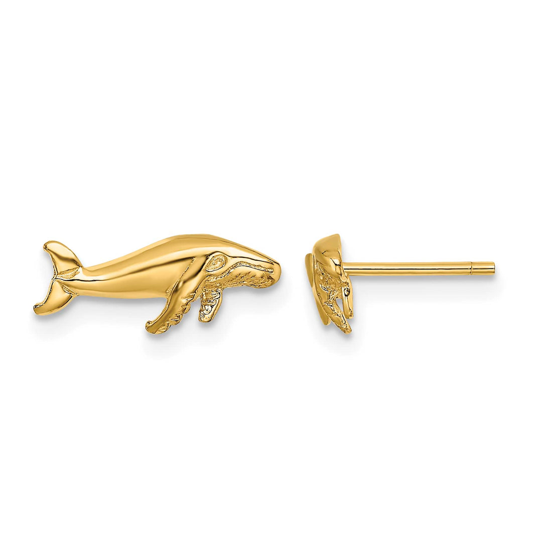 10k Yellow Gold Whale Post Earrings