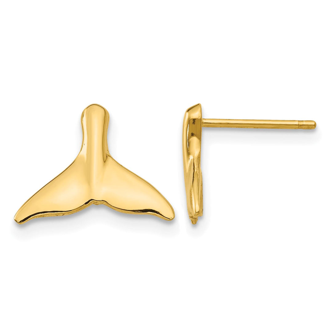 10k Yellow Gold Whale Tail Post Earrings