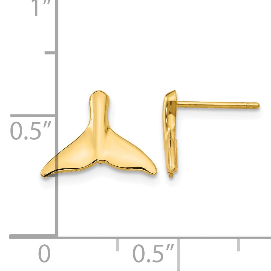 10k Yellow Gold Whale Tail Post Earrings