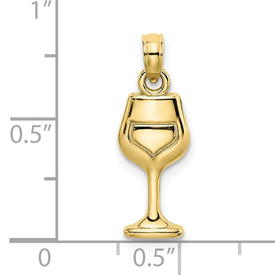10K Yellow Gold Wine Glass Charm