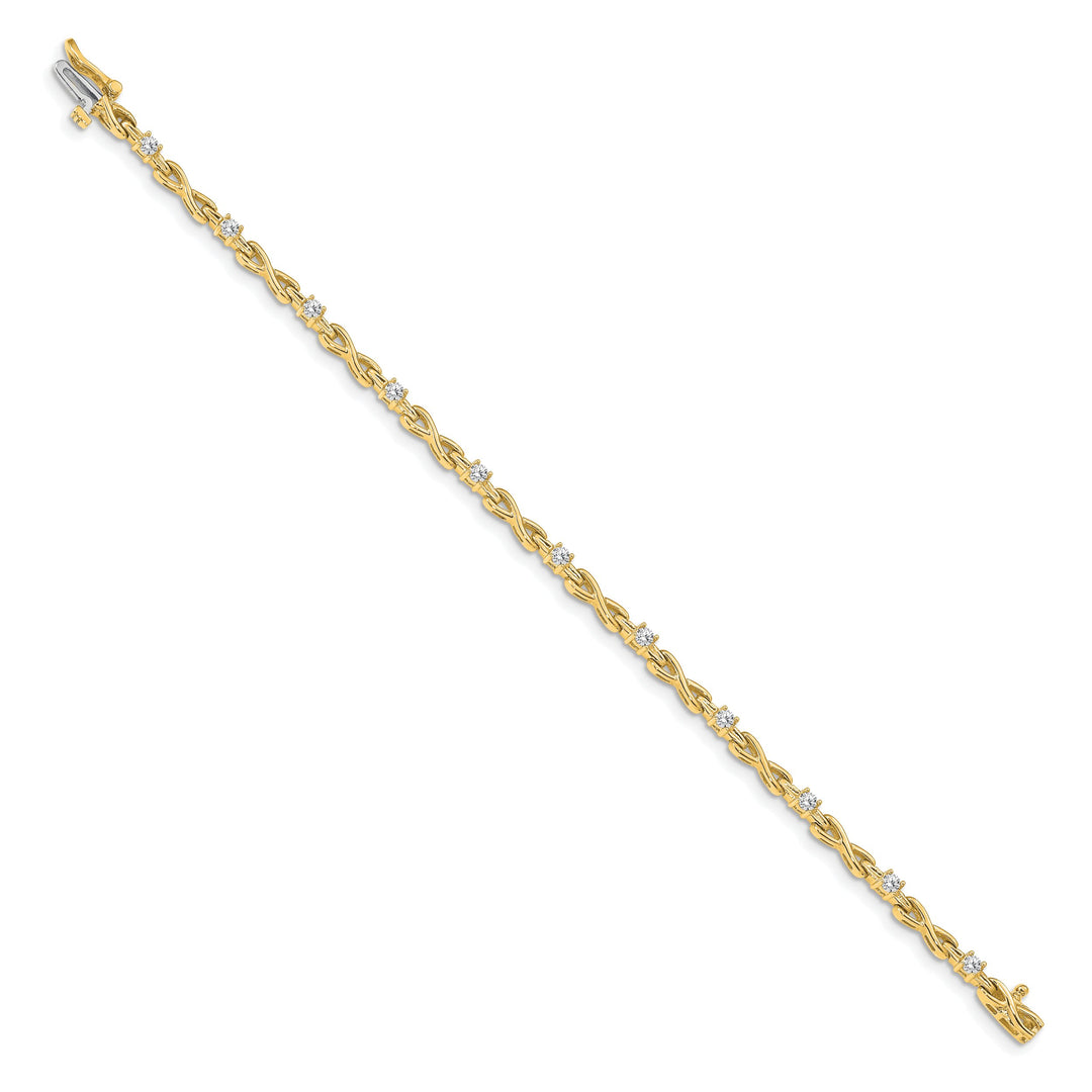 14K 1/2 carat Round I2 Diamond 4-prong X-design 7 inch Tennis Bracelet