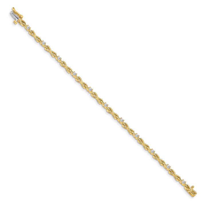 14K 1/2 carat Round I2 Diamond 4-prong X-design 7 inch Tennis Bracelet