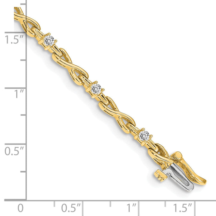 14K 1/2 carat Round I2 Diamond 4-prong X-design 7 inch Tennis Bracelet