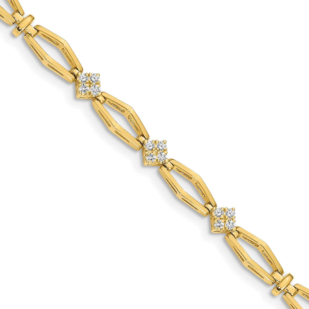 14K 1/5 carat Round SI2/SI3 Diamond Cluster Fancy 7 inch Bracelet