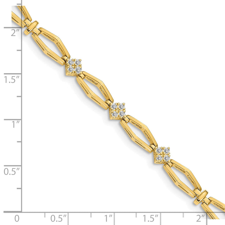 14K 1/5 carat Round VS2/SI1 Diamond Cluster Fancy 7 inch Bracelet