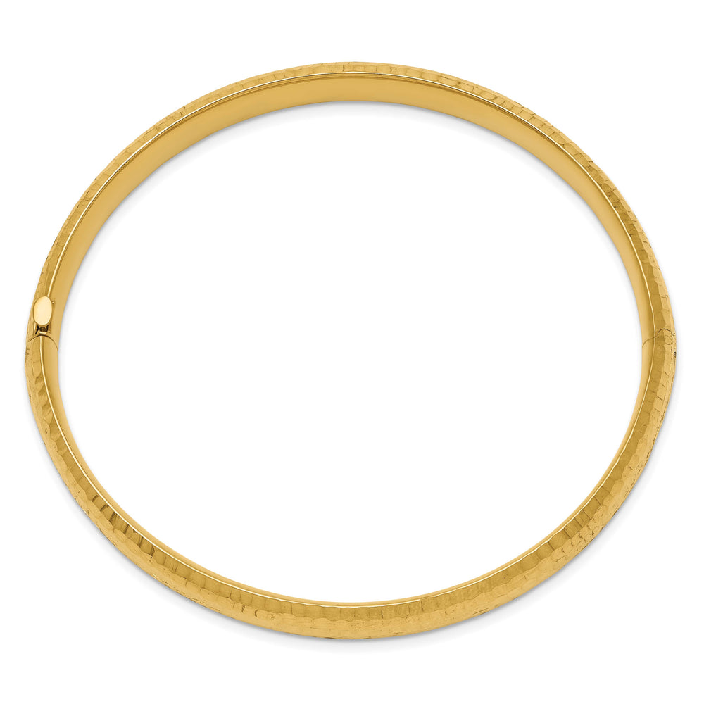 14k 5/16 Polished Fancy Hammered 8.75mm Hinged Oval Bangle Bracelet