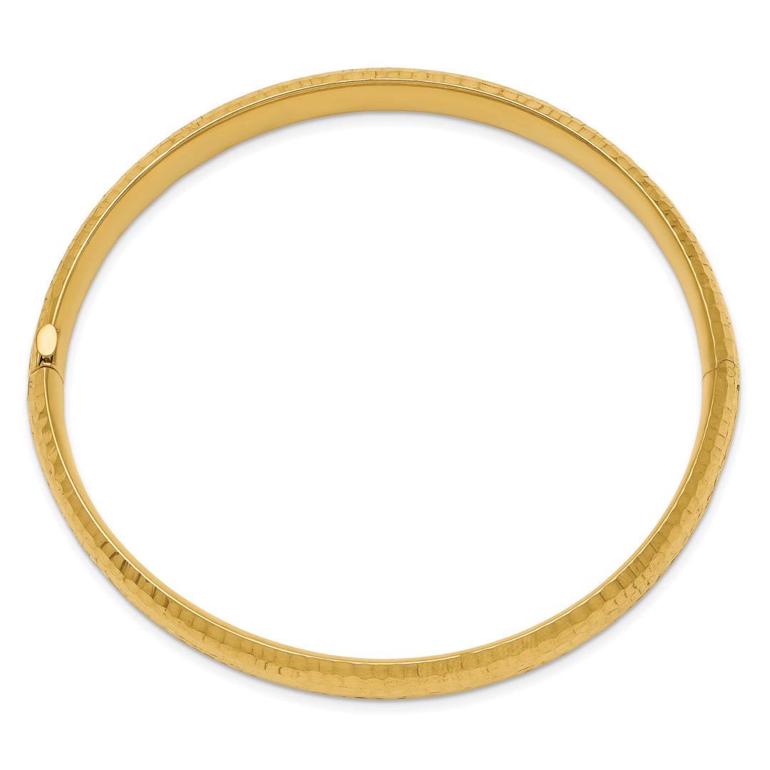 14k 5/16 Polished Fancy Hammered 8.75mm Hinged Oval Bangle Bracelet