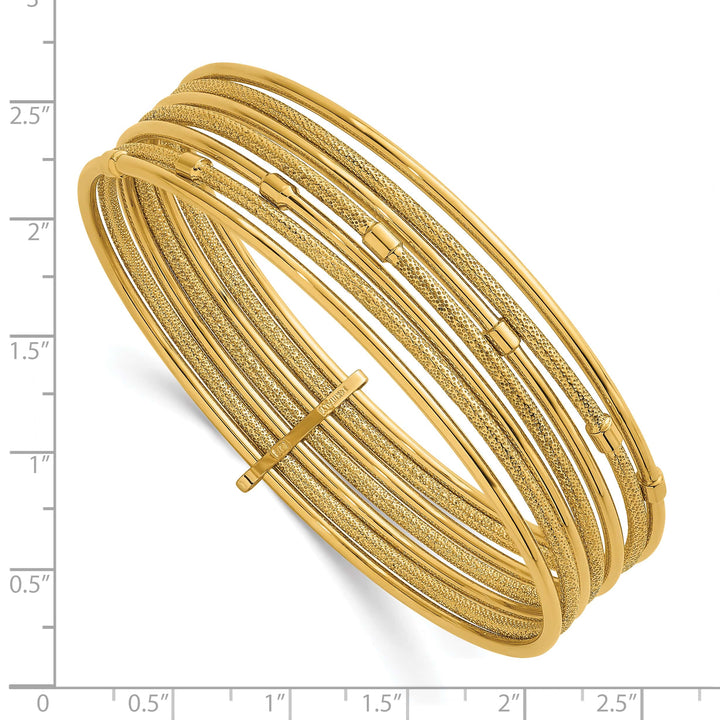 14K Beaded 7-Strand Slip-On Round Bangle Bracelet