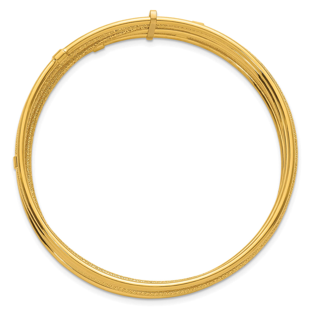 14K Beaded 7-Strand Slip-On Round Bangle Bracelet