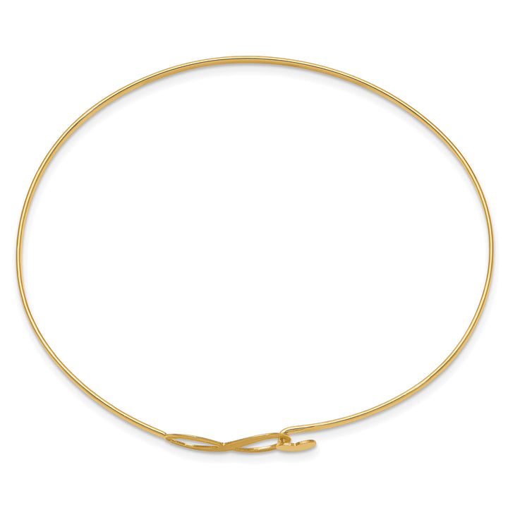 14K Brushed and Infinity and Heart Clasp 1.65mm Flexible Oval Bangle