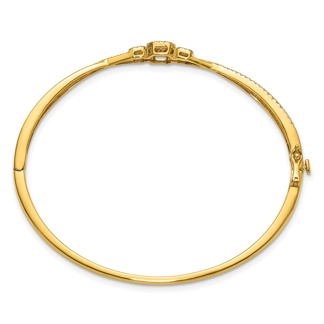 14K Complete 1/2 carat Diamond Fashion Hinged Oval Bangle Bracelet