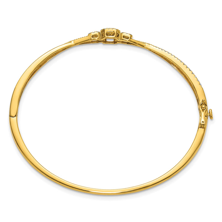 14K Complete 1/2 carat Diamond Fashion Hinged Oval Bangle Bracelet