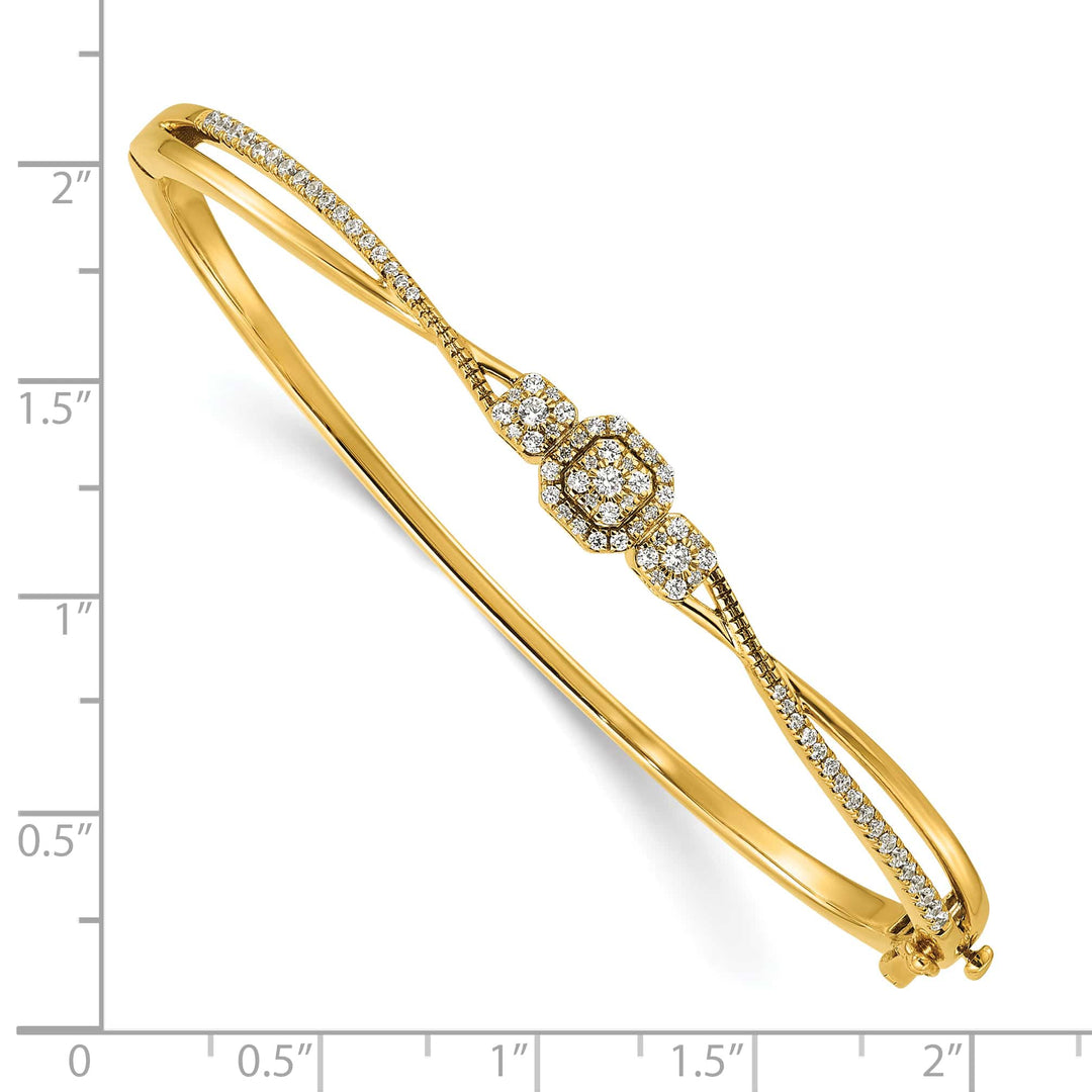 14K Complete 1/2 carat Diamond Fashion Hinged Oval Bangle Bracelet