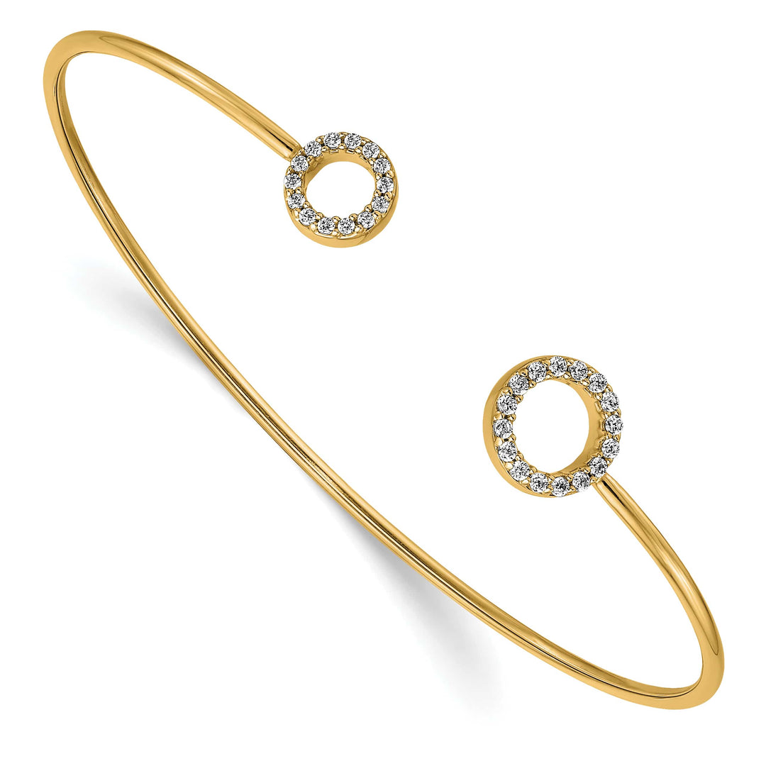 14k Complete 1/4 carat Diamond Circles Flexible Cuff Bangle Bracelet