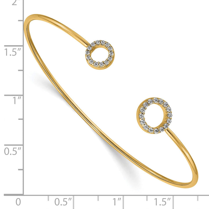 14k Complete 1/4 carat Diamond Circles Flexible Cuff Bangle Bracelet