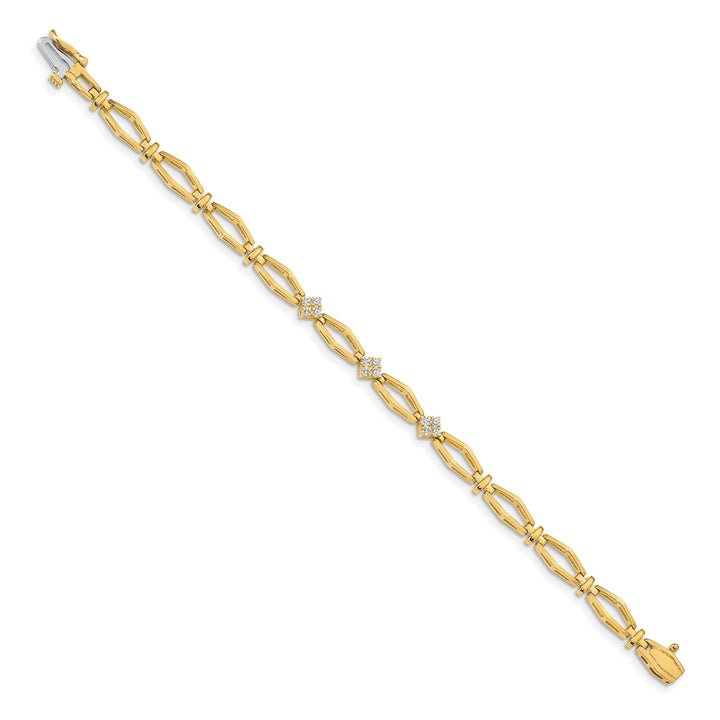 14K Complete 1/5 carat Round I2 Diamond Cluster Fancy 7 inch Bracelet